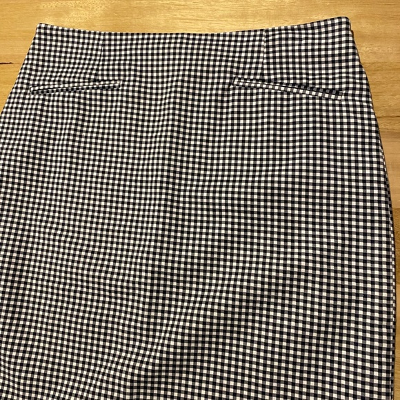 Zara black and white check stretch cotton skirt 10 - Picture 3 of 9